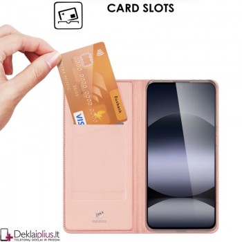 Dux Ducis Skin Pro dirbtinės odos dėklas - rausvas (Xiaomi Redmi Note 14 4G)